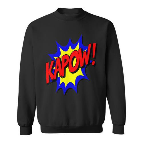 KAPOW Action Super Hero Retro Comic Book Bubble Superhero Sweatshirt - Bookorys AU