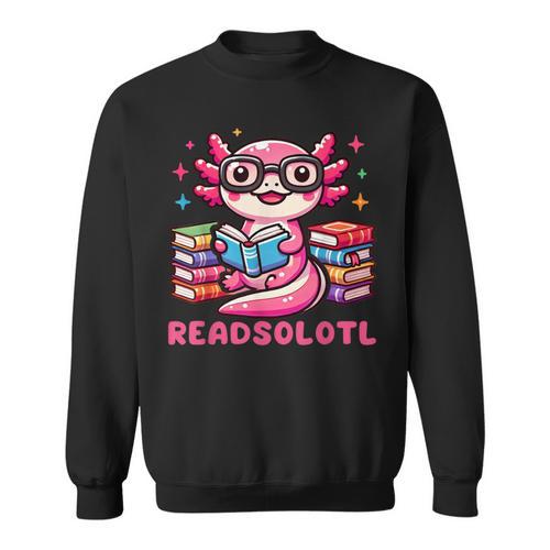 Kawaii Axolotl Readsolotl Book Lover Reading Bookworm Girls Sweatshirt - Bookorys CA