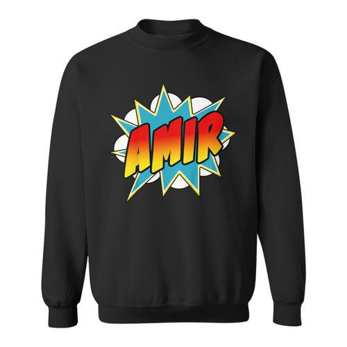Kids Boys Amir Name Comic Book Superhero Sweatshirt - Bookorys DE