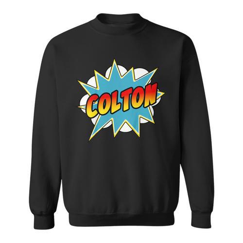 Kids Boys Colton Comic Book Superhero Name Sweatshirt - Bookorys