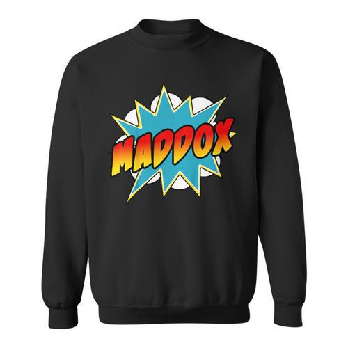 Kids Boys Maddox Name Comic Book Superhero Sweatshirt - Bookorys