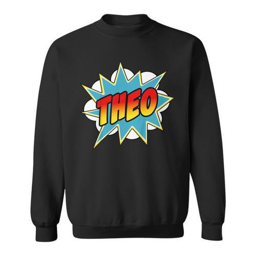 Kids Boys Theo Comic Book Superhero Name Sweatshirt - Bookorys