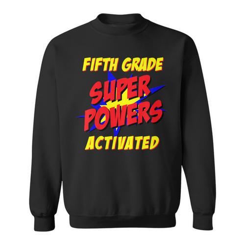 Kids Fifth Grade Superpower Superhero Comic Book First Day School Sweatshirt - Bookorys CA