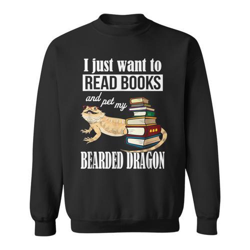 Kids Tiny Dinosaur Read Books & Pet My Bearded Dragon Lover Sweatshirt - Bookorys AU