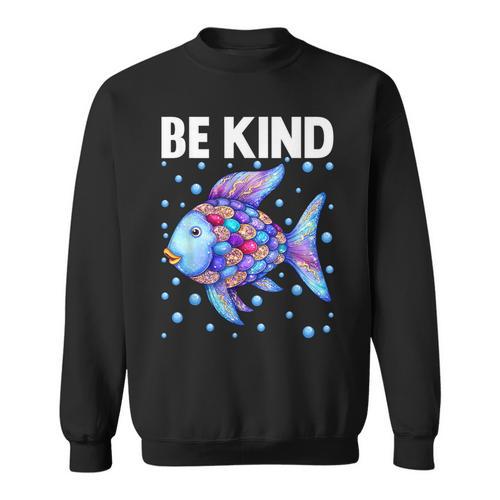 Be Kind Rainbow Scale Fish Teacher Reading Book Toddler Sweatshirt - Bookorys DE