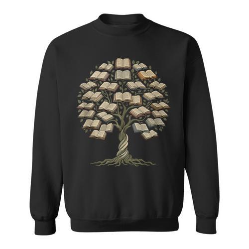 Knowledge Growth Tree Bibliophile Book Lover Library Art Sweatshirt - Bookorys