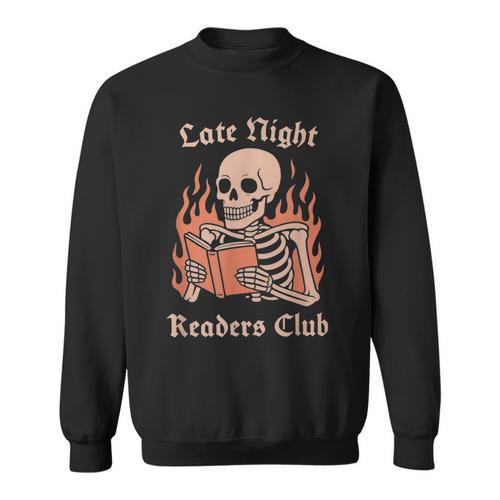 Late Night Readers Club Skeleton Book Lover Sweatshirt - Bookorys UK