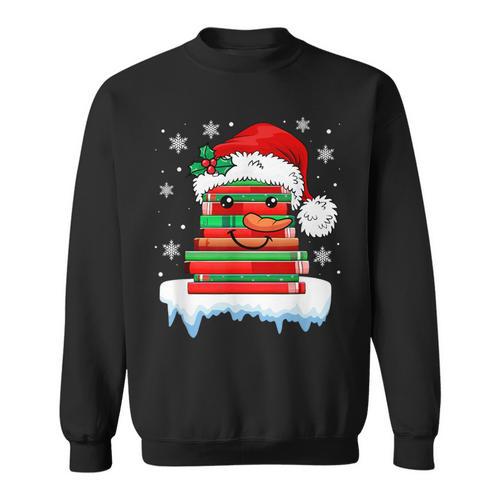 Librarian Book Santa Hat Reader Snow Pajamas Christmas Sweatshirt - Bookorys DE