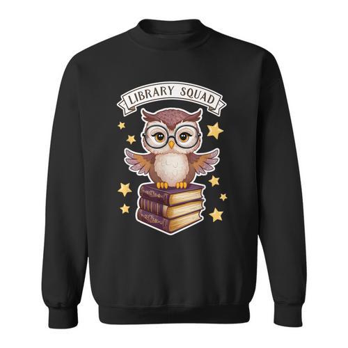 Library Squad Book Owl Wisdom Nerd Librarian Club Sweatshirt - Bookorys AU