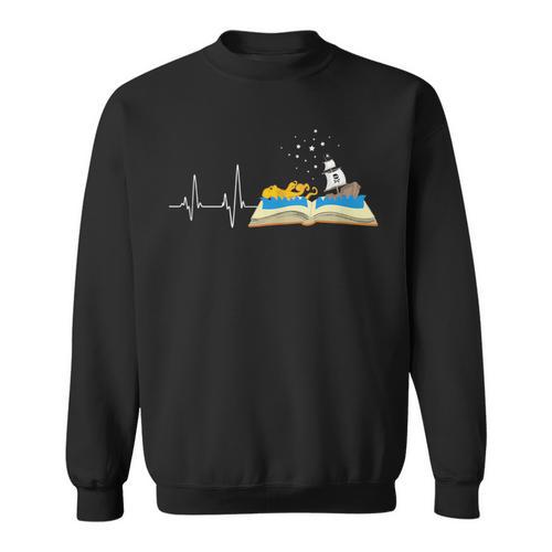 Love Books Heartbeat Reading Book Bibliophile Avid Reader Sweatshirt - Bookorys UK