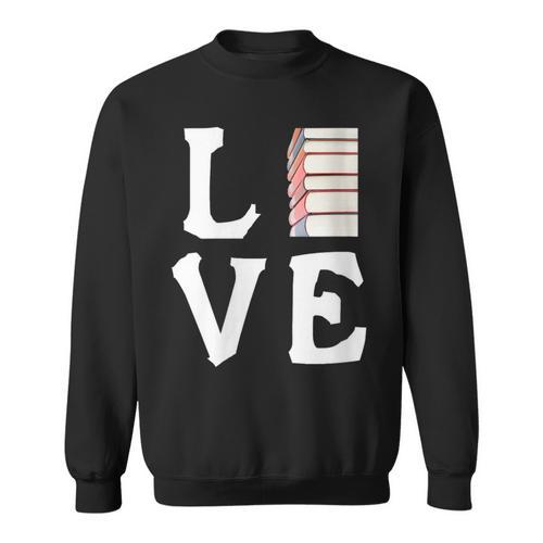 Love Books Stack Literature Reading Themed Pictograph Sweatshirt - Bookorys DE