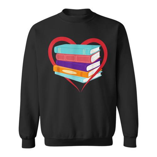 I Love Reading Book Heart Love Books Library Sweatshirt - Bookorys