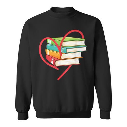 I Love Reading Heart Love Books TShirt Library Bookworm Sweatshirt - Bookorys UK