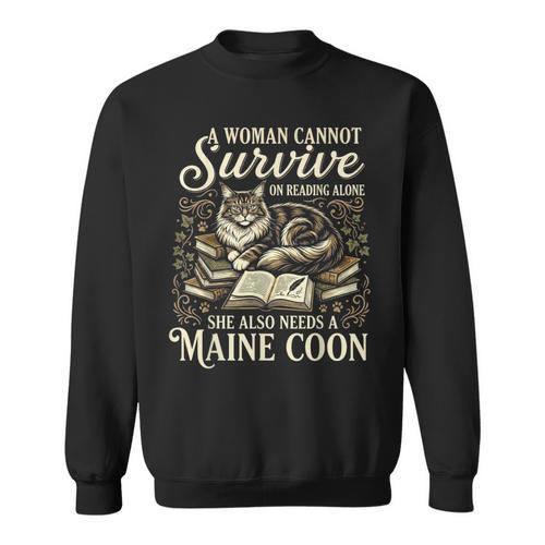 Maine Coon Mom Book Lover Reading Cat Bookworm Sweatshirt - Bookorys AU
