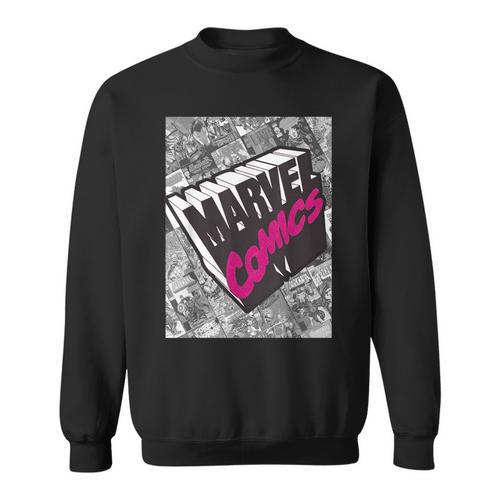 Marvel Comics Logo Comic Book Fill Panel Sweatshirt - Bookorys AU