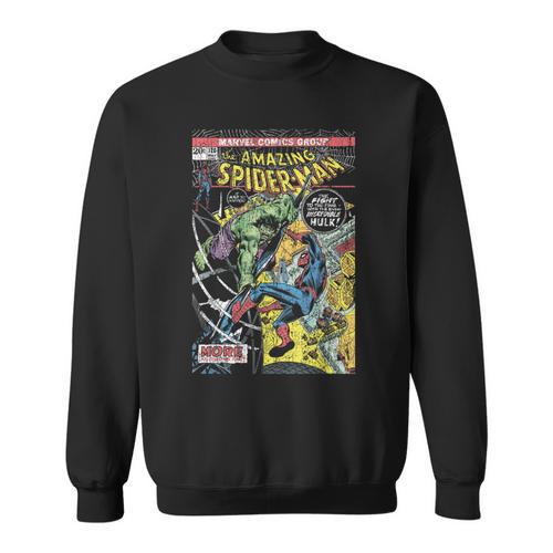 Marvel Comics Spider-Man And Hulk Retro Comic Book Cover Sweatshirt - Bookorys DE