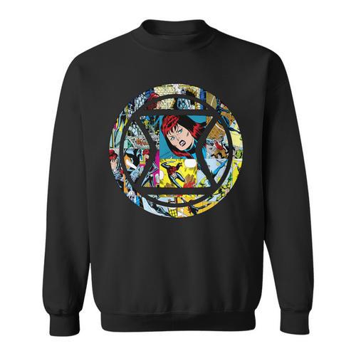 Marvel Widow Retro Comic Book Filled Spy Icon Sweatshirt - Bookorys