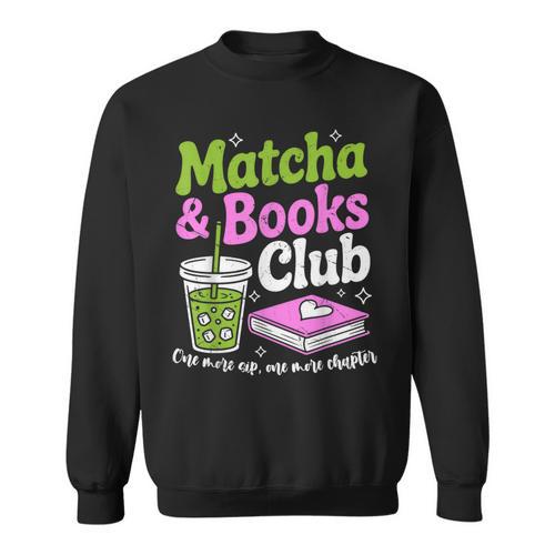 Matcha & Books Green Tea Lover ICES Matcha Latte Sweatshirt - Bookorys