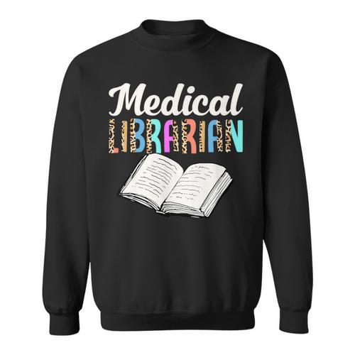 Medical Librarian Leopard Print Library Book Graphic Sweatshirt - Bookorys CA