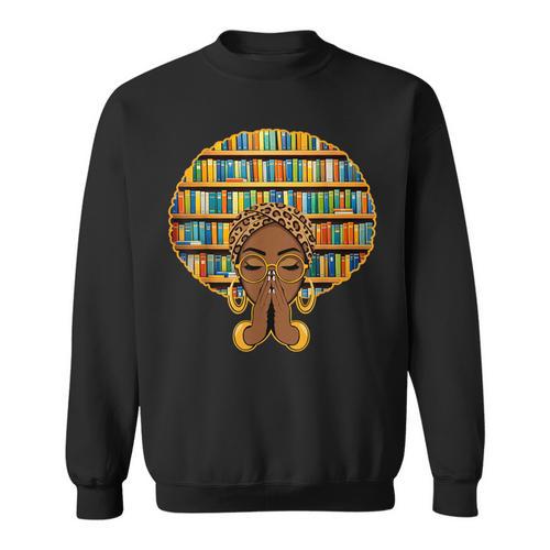 Melanin Afro Women Girl Book Librarian History African Sweatshirt - Bookorys