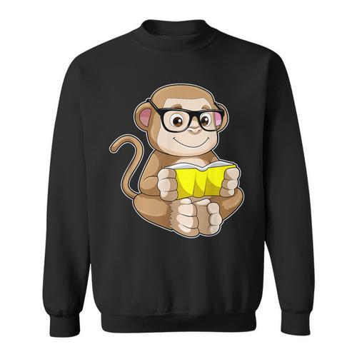 Monkey Nerd Book Glasses Sweatshirt - Bookorys DE