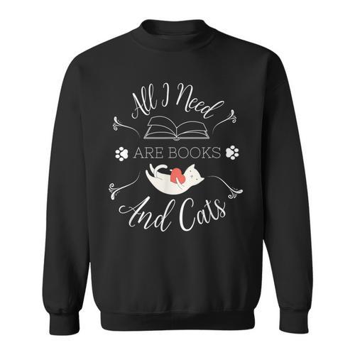 All I Need Are Books And Cats Introvert Sweatshirt - Bookorys