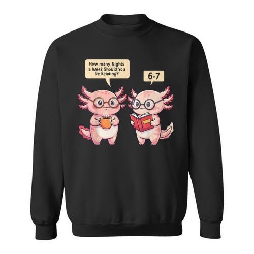 How Many Nights Reading Axolotl Book Lover Cat Reader Sweatshirt - Bookorys AU