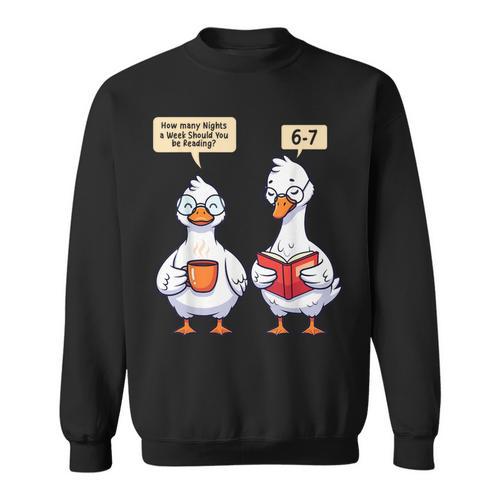 How Many Nights Reading Goose Book Lover Reader Sweatshirt - Bookorys