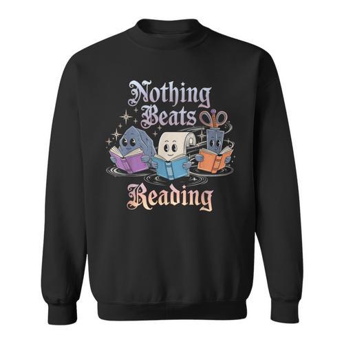 Nothing Beats Reading Book Librarian Rock Paper Scissors Sweatshirt - Bookorys DE