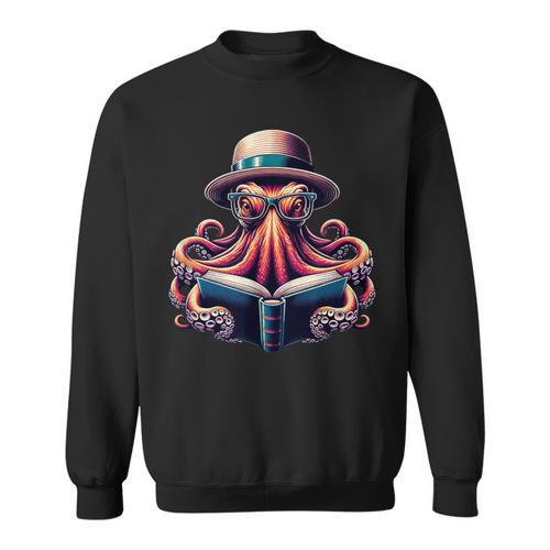 Octopus Reading Book Kraken Bookworm Sweatshirt - Bookorys CA