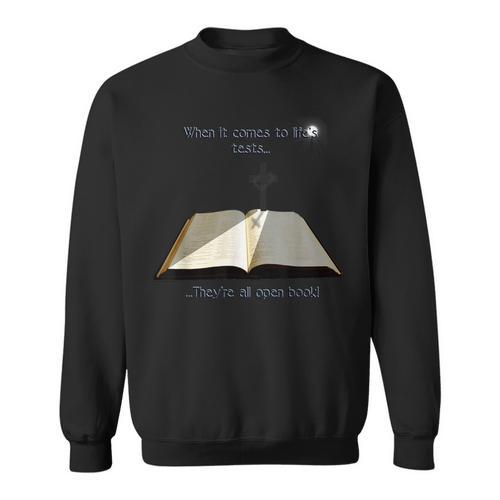 Open Book Faith Christian Cross Light Bible Sweatshirt - Bookorys