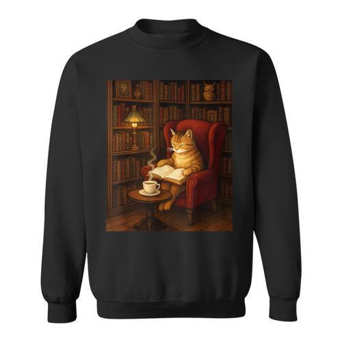 Orange Cat Book Lovers Cozy Bookish Librarian Sweatshirt - Bookorys AU