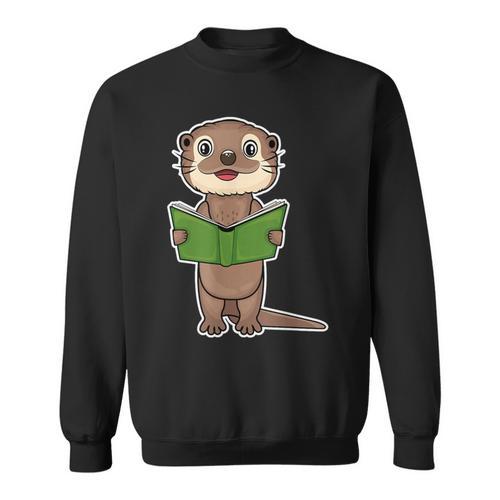 Otter Book Reading Bookaholics Sea Otter Lover Sweatshirt - Bookorys CA