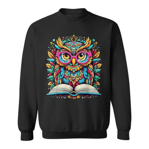 Owl With Glasses Book Lover Reading Sweatshirt - Bookorys DE