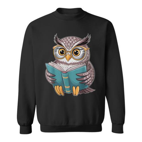 Owl Reading A Book Owls Wearing Glasses Librarian Sweatshirt - Bookorys CA