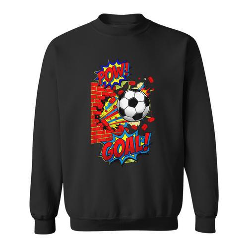 Pow Goal Comic Book Pop Art Brick Wall Smash Soccer Sweatshirt - Bookorys AU