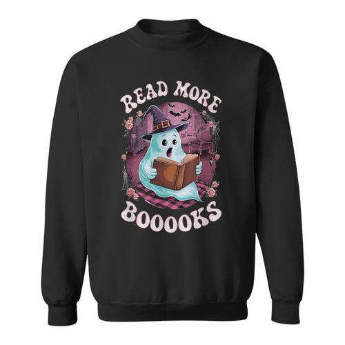 Read More Books Boo Ghost Halloween Reading Books Teacher Sweatshirt - Bookorys
