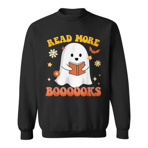 Read More Books With Ghost For Halloween Teacher Costume Sweatshirt - Bookorys