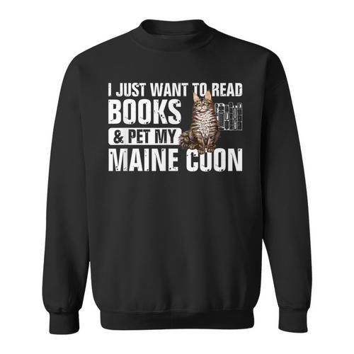 Read Books Pet My Maine Coon Bookworm Cat Lover For Men Women Kids Sweatshirt - Bookorys AU