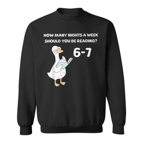 Reading 6-7 Silly Goose Read Books Bookish Bookworm Sweatshirt - Bookorys