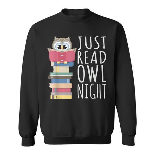 Reading Book Bookworm Kawaii Library Just Read Owl Night Sweatshirt - Bookorys AU