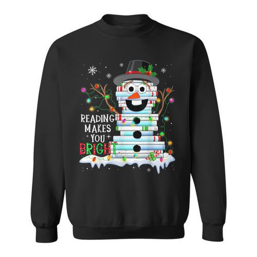 Reading Make You Bright Reader Book Lover Bookworm Christmas Sweatshirt - Bookorys