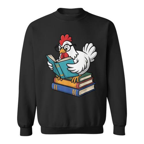 Reading Chicken Bookworm Cute Chicken With Glasses Books Sweatshirt - Bookorys DE