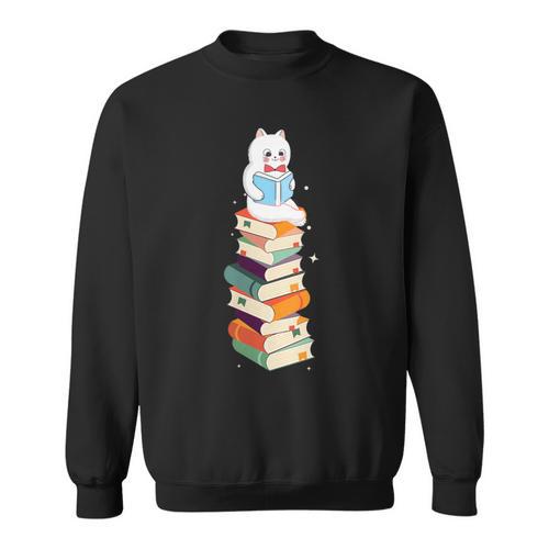 Reading Cute Cat Read Colorful Books Reader Women Men Kids Sweatshirt - Bookorys DE