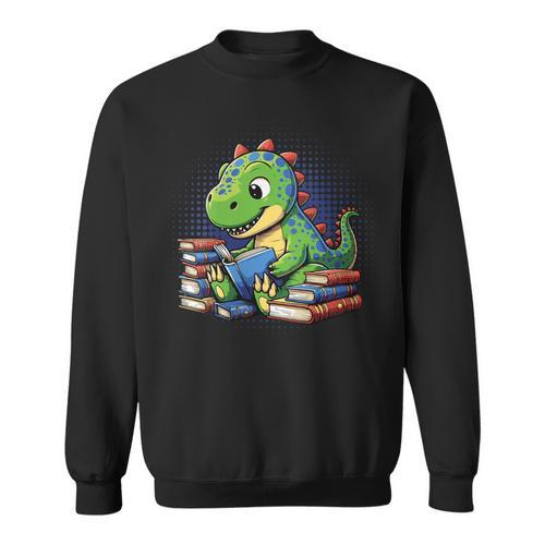 Reading Dinosaur Book Lover Cute Dino Reading Sweatshirt - Bookorys