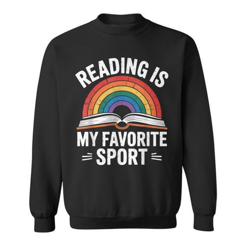 Reading Is My Favorite Sport Book Lover Saying Rainbow Sweatshirt - Bookorys DE