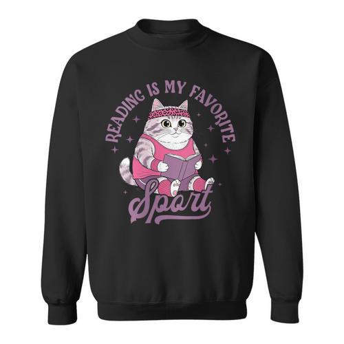 Reading Is My Favorite Sport Bookworm Cat Lover Book-Club Sweatshirt - Bookorys AU