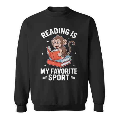 Reading Is My Favorite Sport Cute Monkey Reading Books Sweatshirt - Bookorys