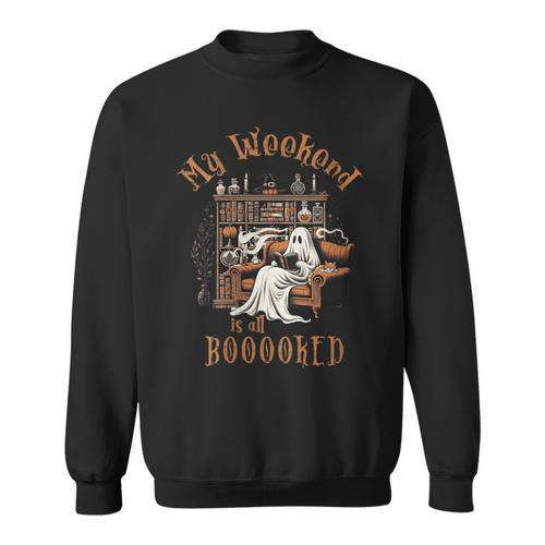 Reading Ghost Halloween Library Weekend Book Lovers Women Sweatshirt - Bookorys