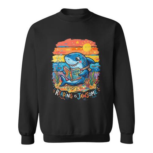 Reading Is Jawsome Shark Book Lover Ocean Tales Sweatshirt - Bookorys UK